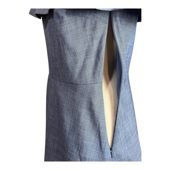 Banana Republic Dress 10 Off Shoulder Sheath Chambray Blue A-Line Ruffle Stretch - Picture 6 of 9